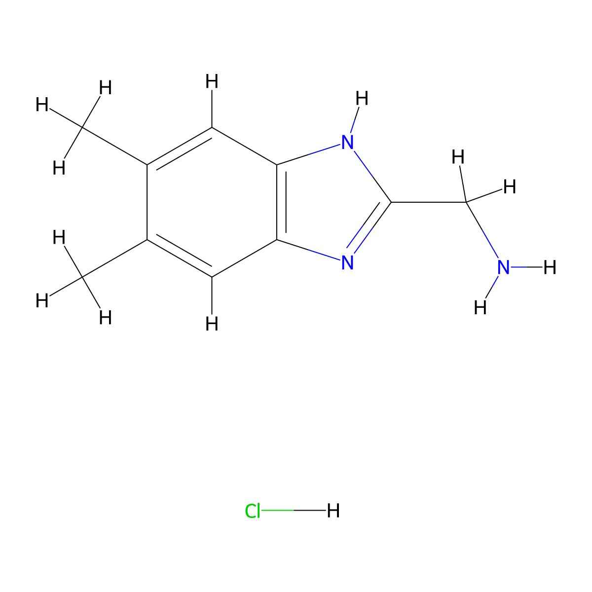 2-Aminomethyl-5,6-dimethylbenzimidazole hydrochloride molecular structure, CAS 1087737-89-0