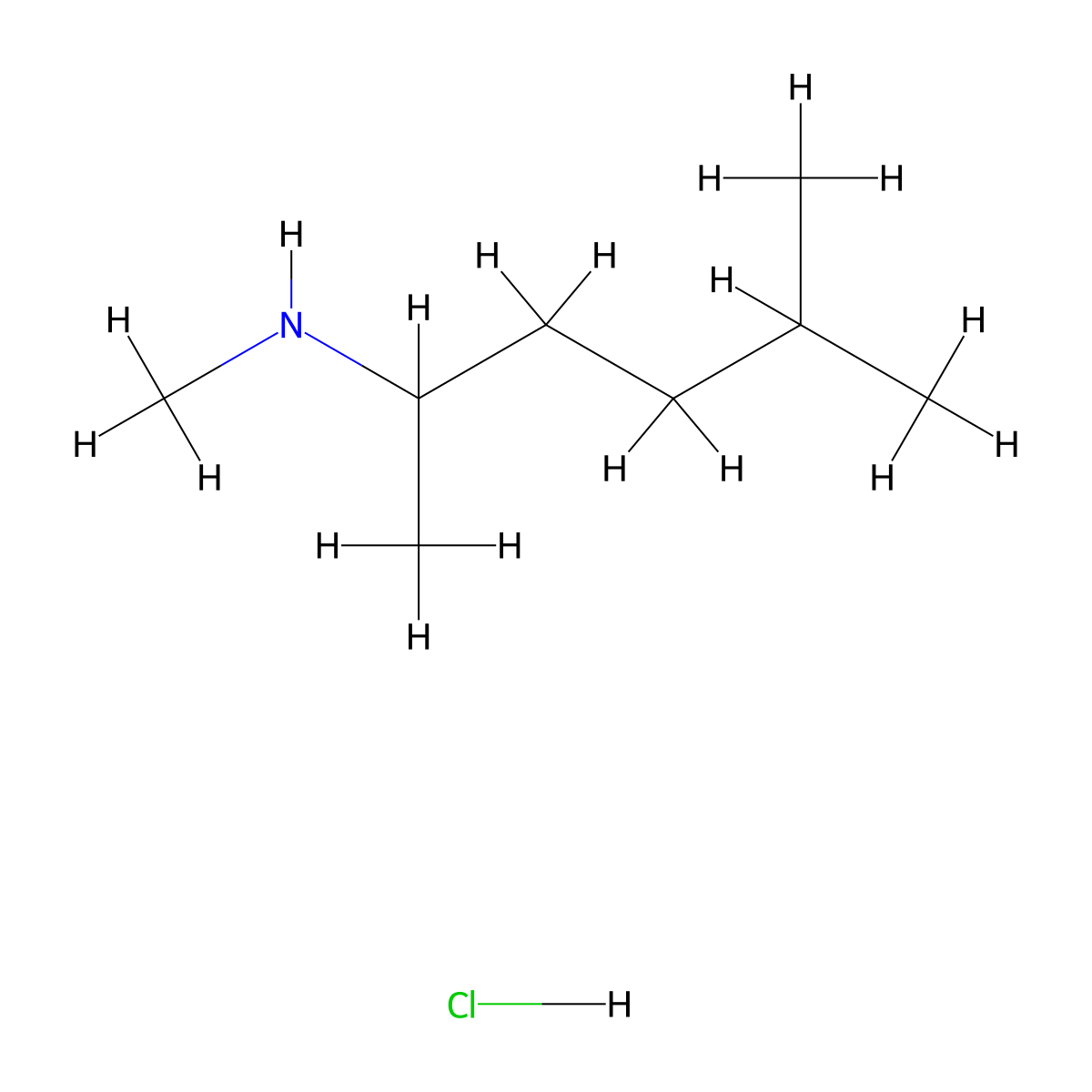 Methyl(5-methylhexan-2-yl)amine hydrochloride molecular structure, CAS 1087738-12-2