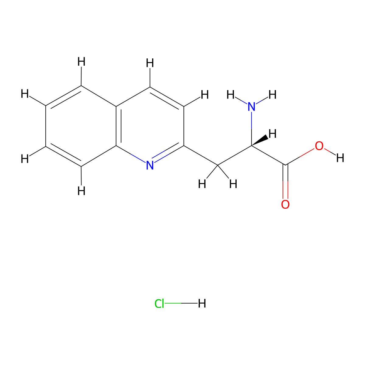 (S)-2-Amino-3-(quinolin-2-yl)propanoic acid hydrochloride molecular structure, CAS 1087751-63-0