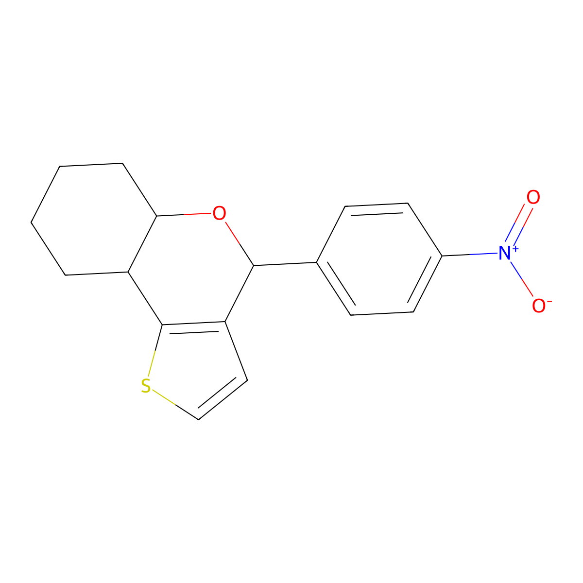 4-(4-nitrophenyl)-5a,6,7,8,9,9a-hexahydro-4H-thieno[3,2-c]chromene molecular structure, CAS 1087759-63-4
