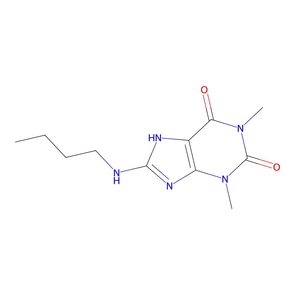 8-(butylamino)-1,3-dimethyl-1H-purine-2,6(3H,7H)-dione molecular structure, CAS 108776-34-7