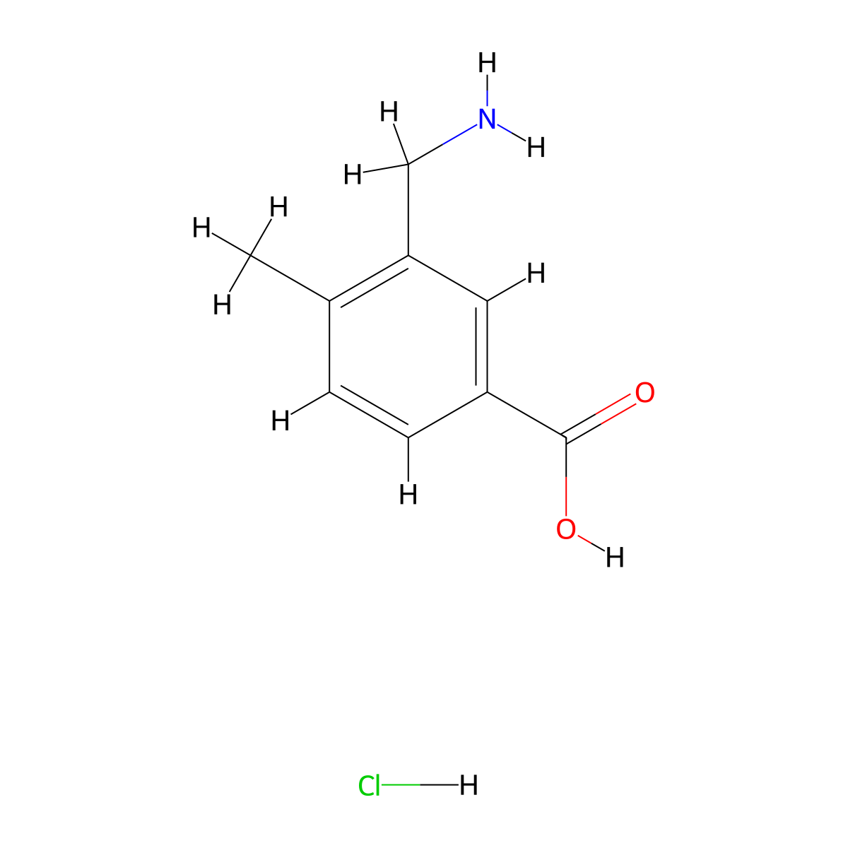 3-(Aminomethyl)-4-methylbenzoic acid hydrochloride molecular structure, CAS 1087761-42-9