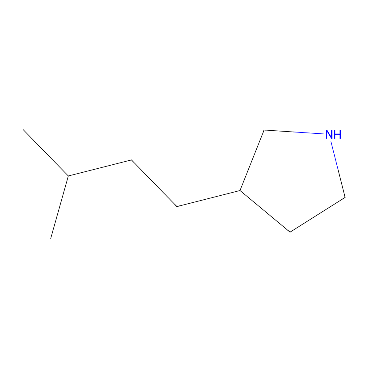 3-Isopentylpyrrolidine molecular structure, CAS 1087763-41-4