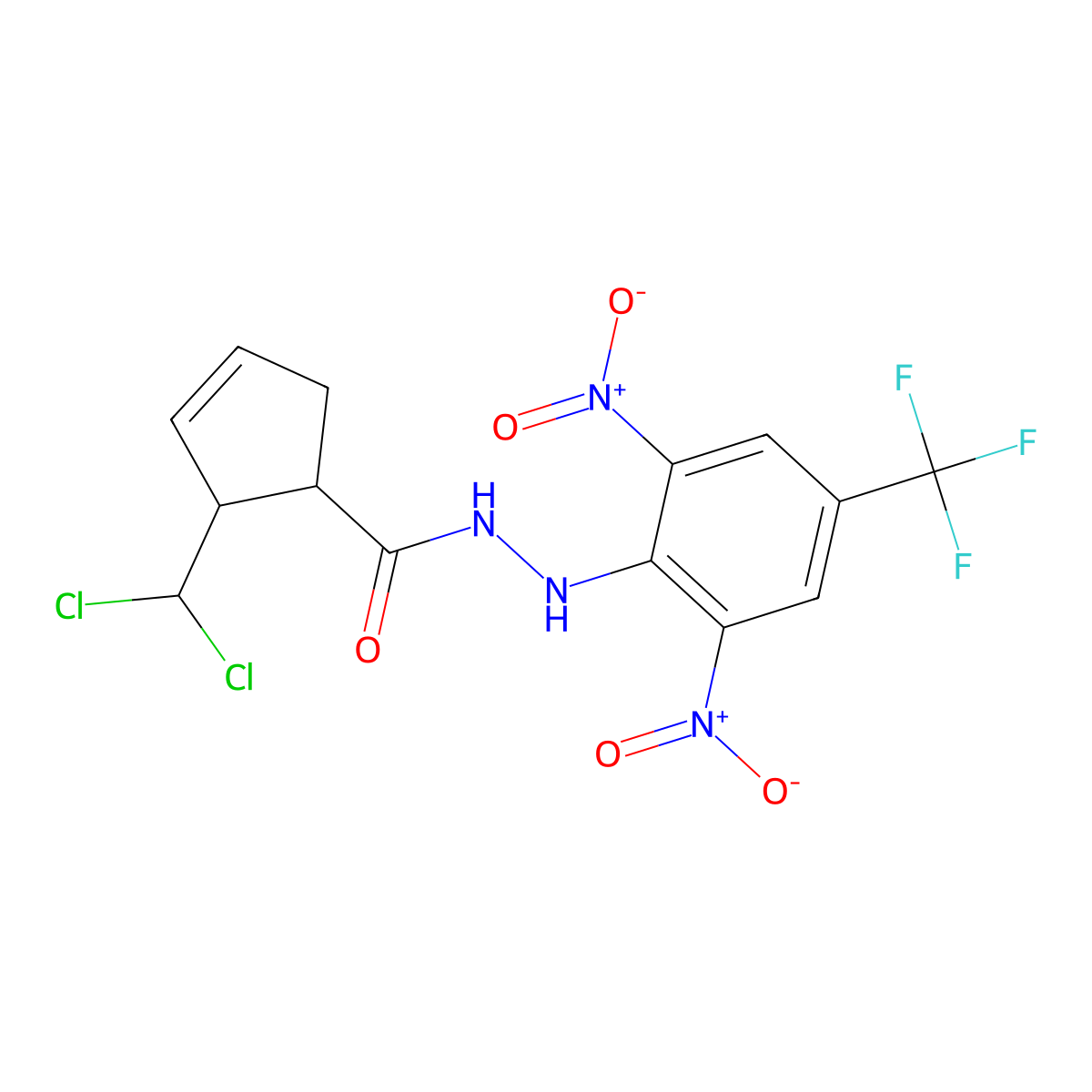 2-(Dichloromethyl)-3-cyclopentene-1-carboxylic acid 2-[2,6-dinitro-4-(trifluoromethyl)phenyl]hydrazide molecular structure, CAS 1087763-64-1