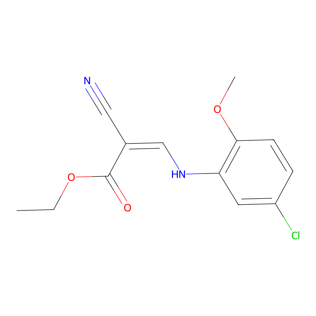 Ethyl 3-[(5-chloro-2-methoxyphenyl)amino]-2-cyanoprop-2-enoate molecular structure, CAS 1087767-05-2