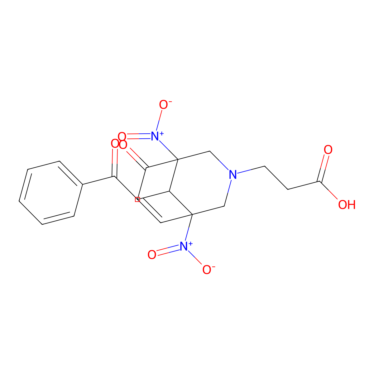 3-[1,5-Dinitro-8-oxo-9-(2-oxo-2-phenylethyl)-3-azabicyclo[3.3.1]non-6-en-3-yl]propanoic acid molecular structure, CAS 1087768-88-4
