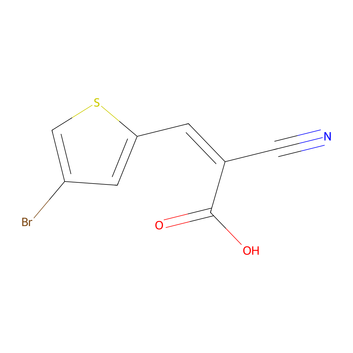 3-(4-Bromothiophen-2-yl)-2-cyanoprop-2-enoic acid molecular structure, CAS 1087780-82-2
