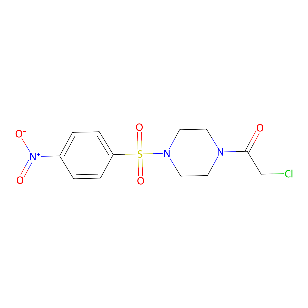 2-Chloro-1-(4-(4-nitrobenzenesulfonyl)piperazin-1-yl)ethan-1-one molecular structure, CAS 1087784-07-3