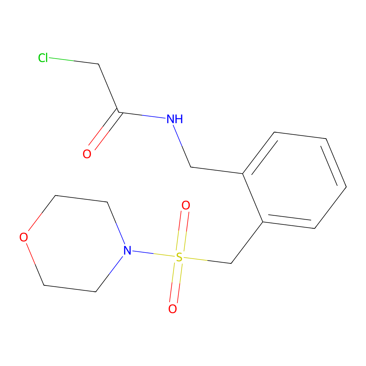 2-chloro-N-({2-[(morpholine-4-sulfonyl)methyl]phenyl}methyl)acetamide molecular structure, CAS 1087784-12-0