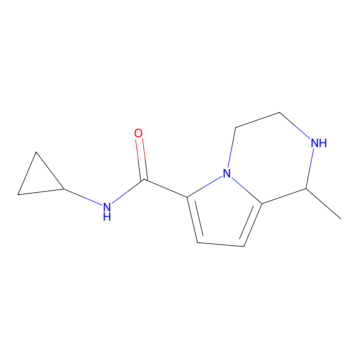 N-cyclopropyl-1-methyl-1H,2H,3H,4H-pyrrolo[1,2-a]pyrazine-6-carboxamide molecular structure, CAS 1087784-19-7