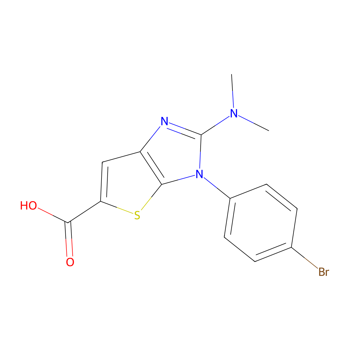 3-(4-bromophenyl)-2-(dimethylamino)-3H-thieno[2,3-d]imidazole-5-carboxylic acid molecular structure, CAS 1087784-20-0