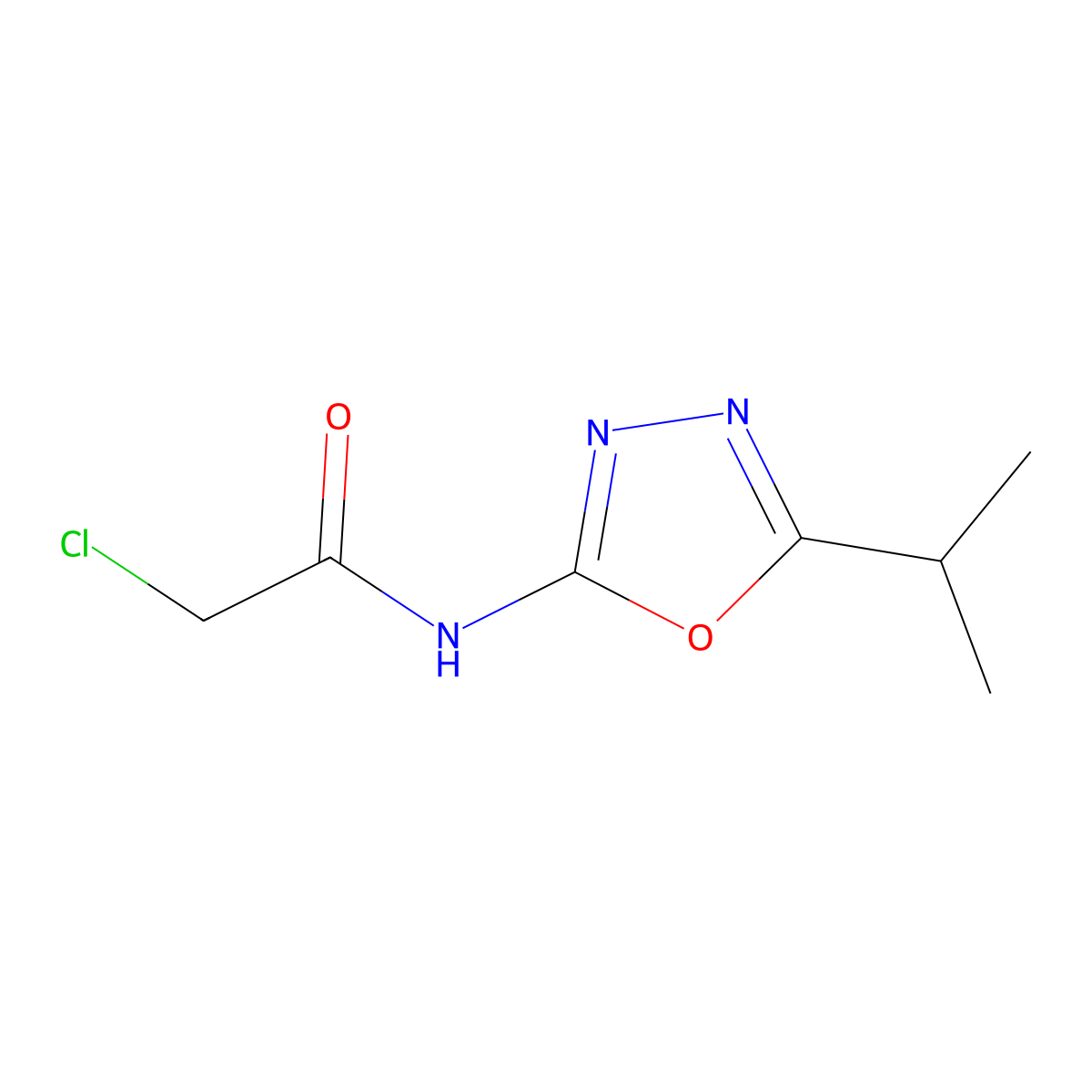 2-chloro-N-[5-(propan-2-yl)-1,3,4-oxadiazol-2-yl]acetamide molecular structure, CAS 1087784-21-1