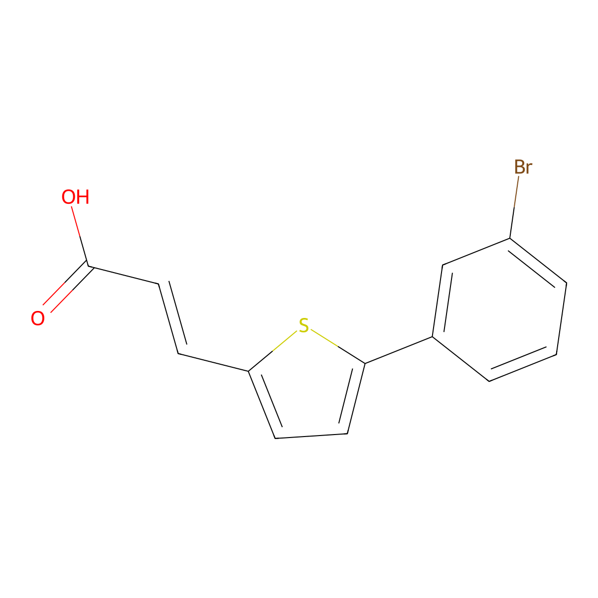 3-[5-(3-Bromophenyl)thiophen-2-yl]prop-2-enoic acid molecular structure, CAS 1087784-22-2