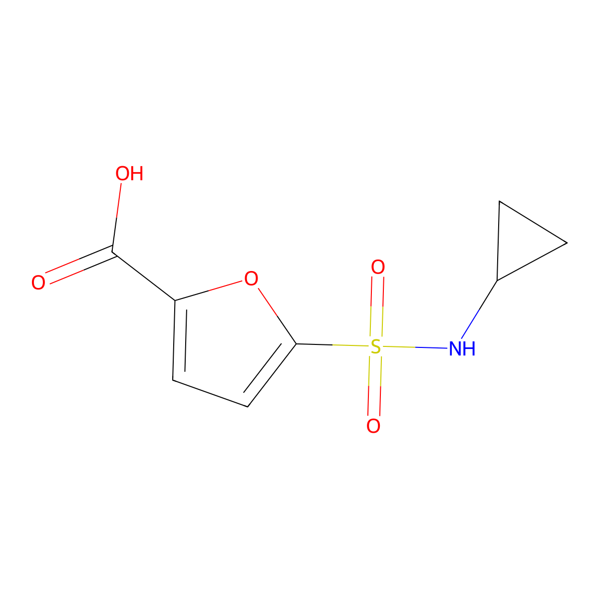 5-(Cyclopropylsulfamoyl)furan-2-carboxylic acid molecular structure, CAS 1087784-27-7