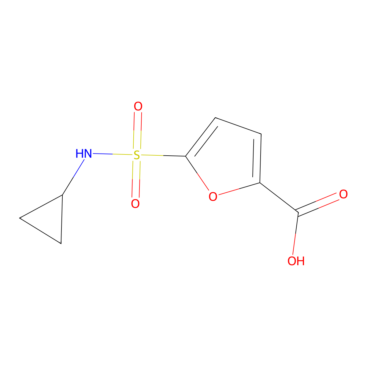 5-(Cyclopropylsulfamoyl)furan-2-carboxylic acid molecular structure, CAS 1087784-27-7