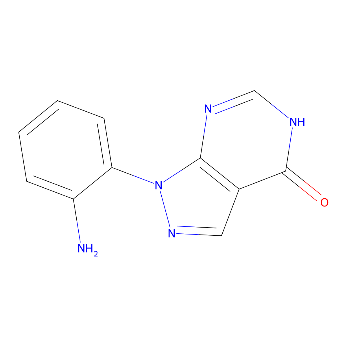 1-(2-aminophenyl)-1H,4H,5H-pyrazolo[3,4-d]pyrimidin-4-one molecular structure, CAS 1087784-31-3