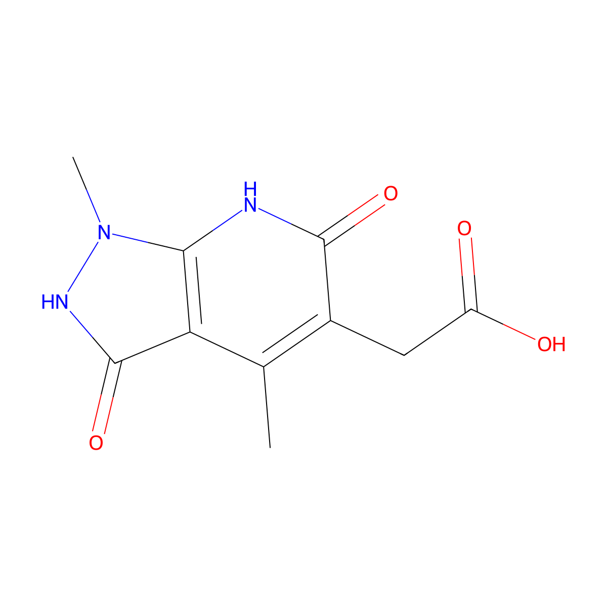 2-{1,4-dimethyl-3,6-dioxo-1H,2H,3H,6H,7H-pyrazolo[3,4-b]pyridin-5-yl}acetic acid molecular structure, CAS 1087784-33-5