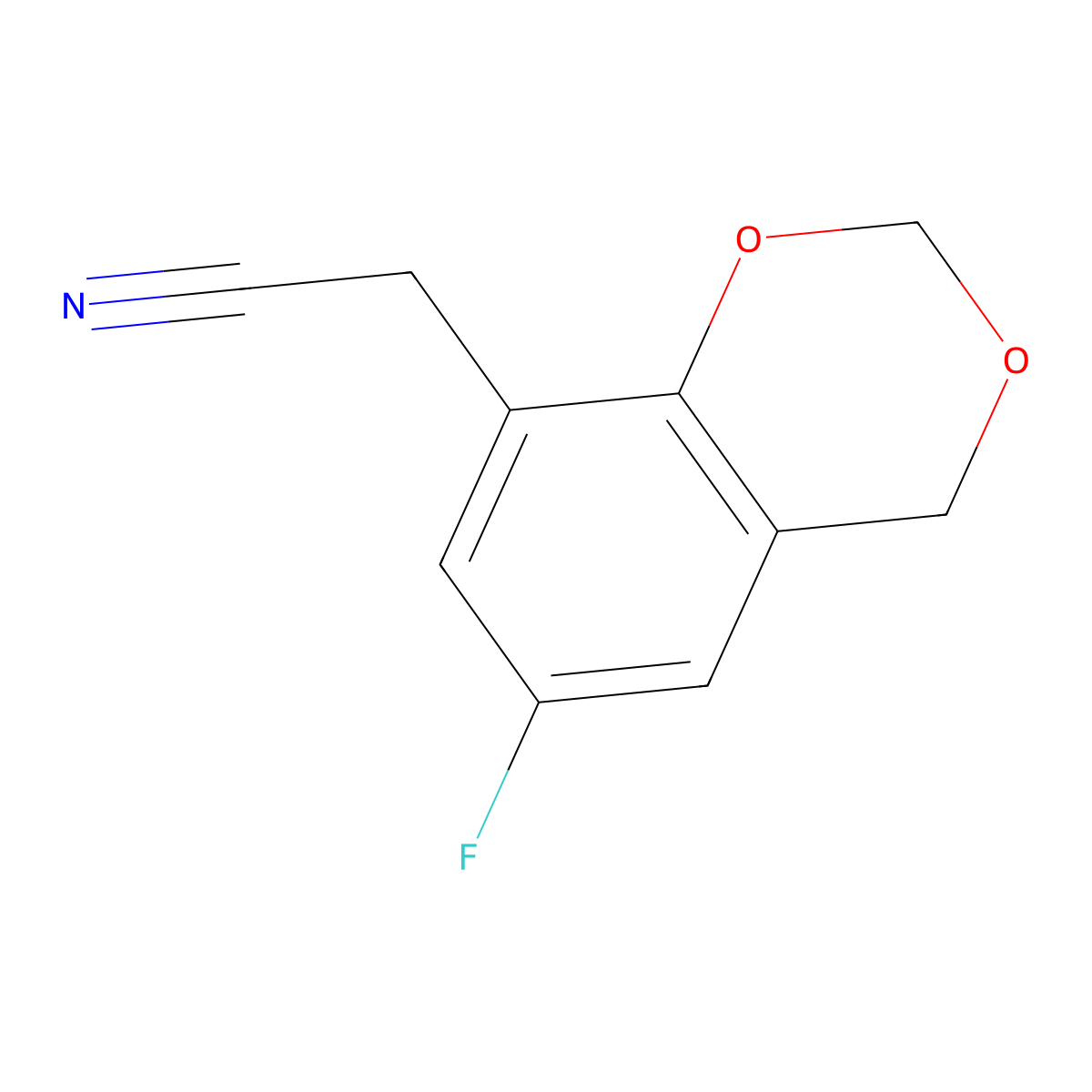 2-(6-Fluoro-2,4-dihydro-1,3-benzodioxin-8-yl)acetonitrile molecular structure, CAS 1087784-38-0