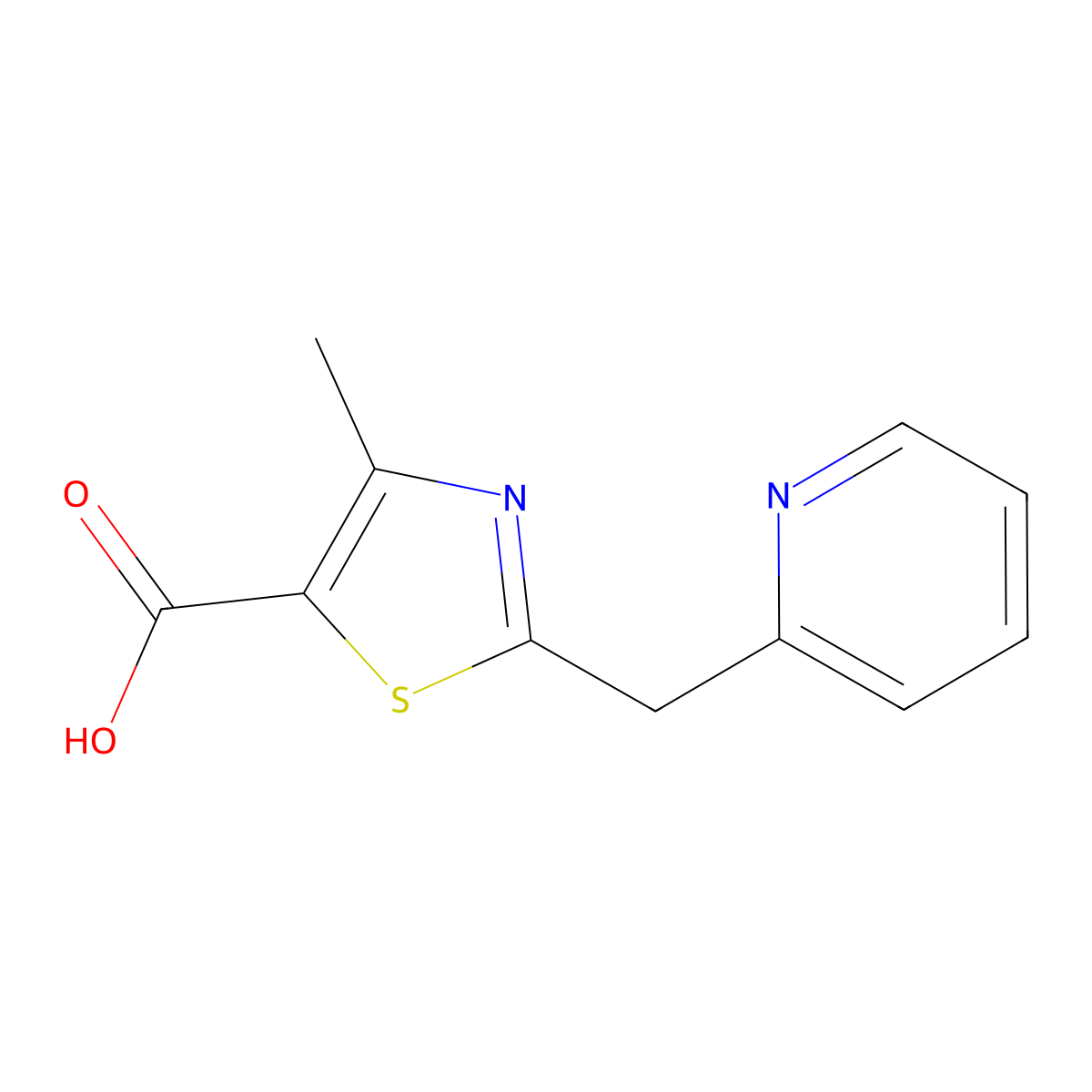 4-Methyl-2-((pyridin-2-yl)methyl)-1,3-thiazole-5-carboxylic acid molecular structure, CAS 1087784-51-7