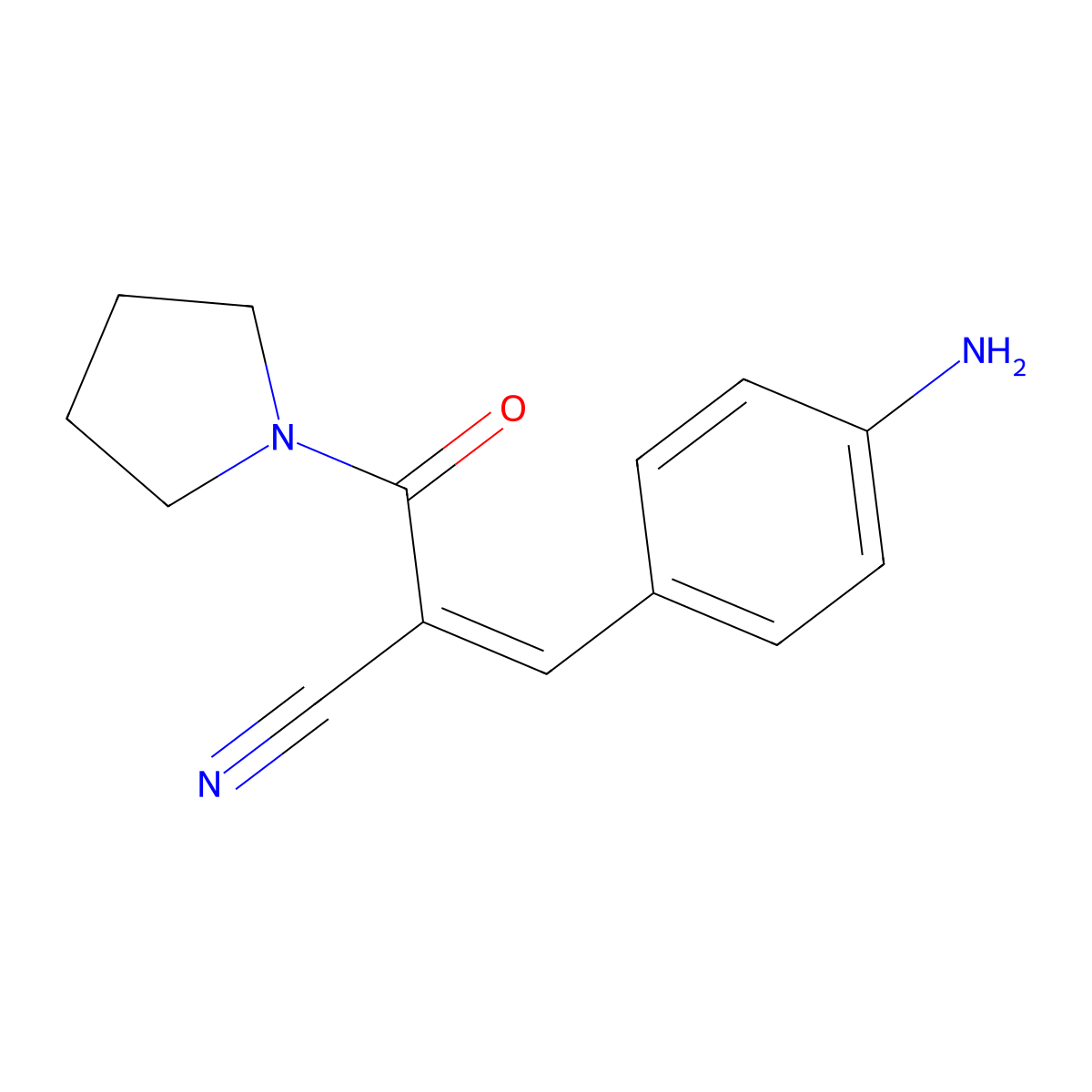 3-(4-Aminophenyl)-2-(pyrrolidine-1-carbonyl)prop-2-enenitrile molecular structure, CAS 1087784-60-8