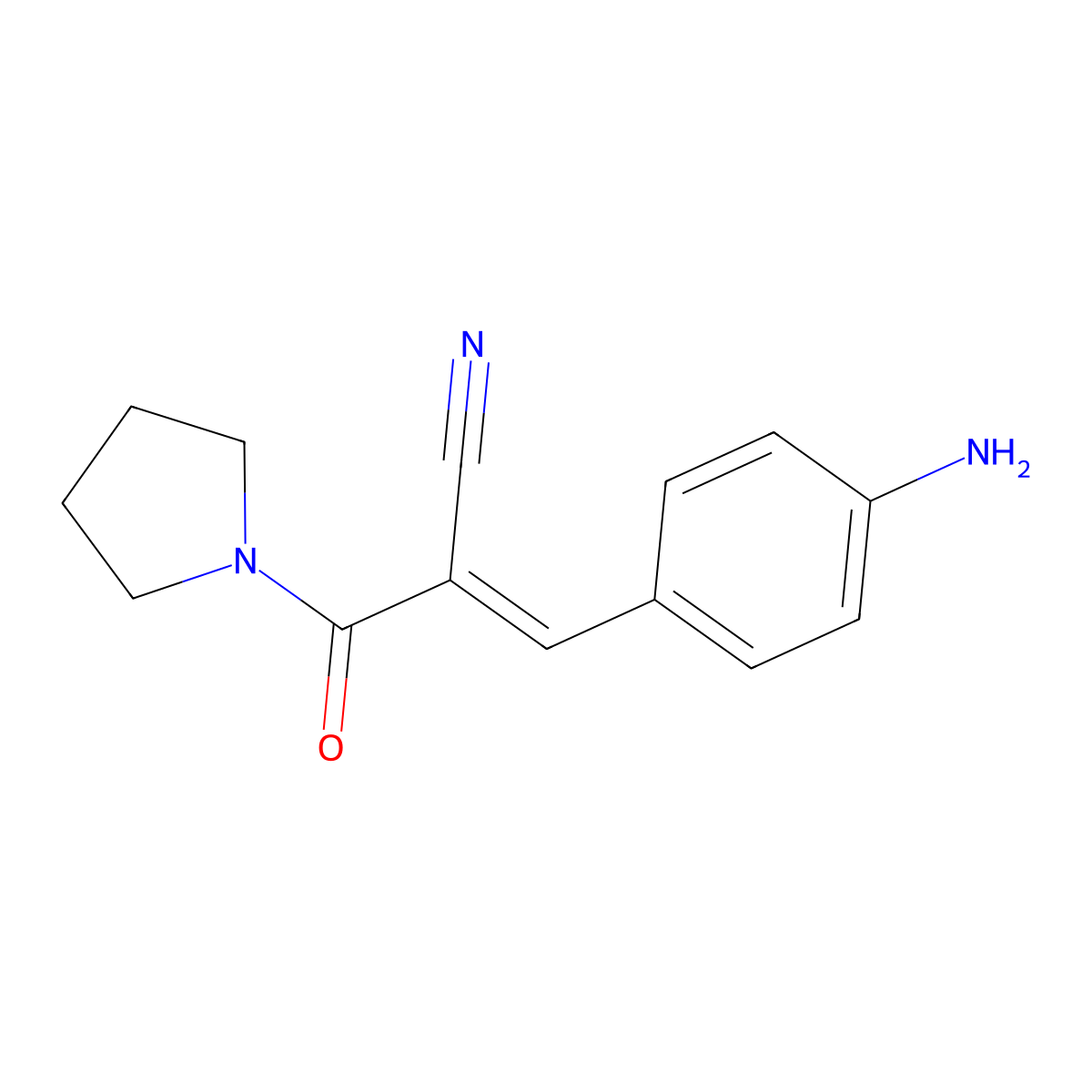3-(4-Aminophenyl)-2-(pyrrolidine-1-carbonyl)prop-2-enenitrile molecular structure, CAS 1087784-60-8