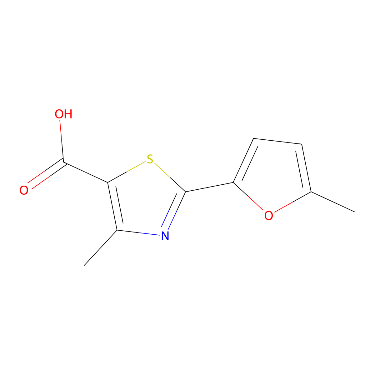 4-Methyl-2-(5-methylfuran-2-yl)-1,3-thiazole-5-carboxylic acid molecular structure, CAS 1087784-62-0