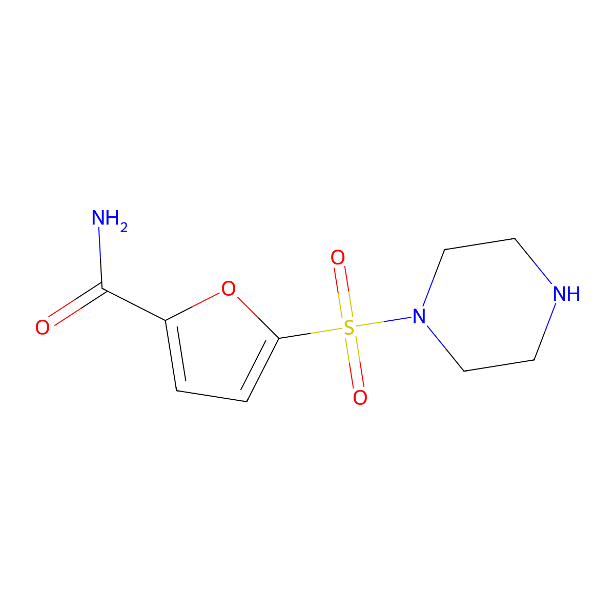 5-(Piperazine-1-sulfonyl)furan-2-carboxamide molecular structure, CAS 1087784-70-0