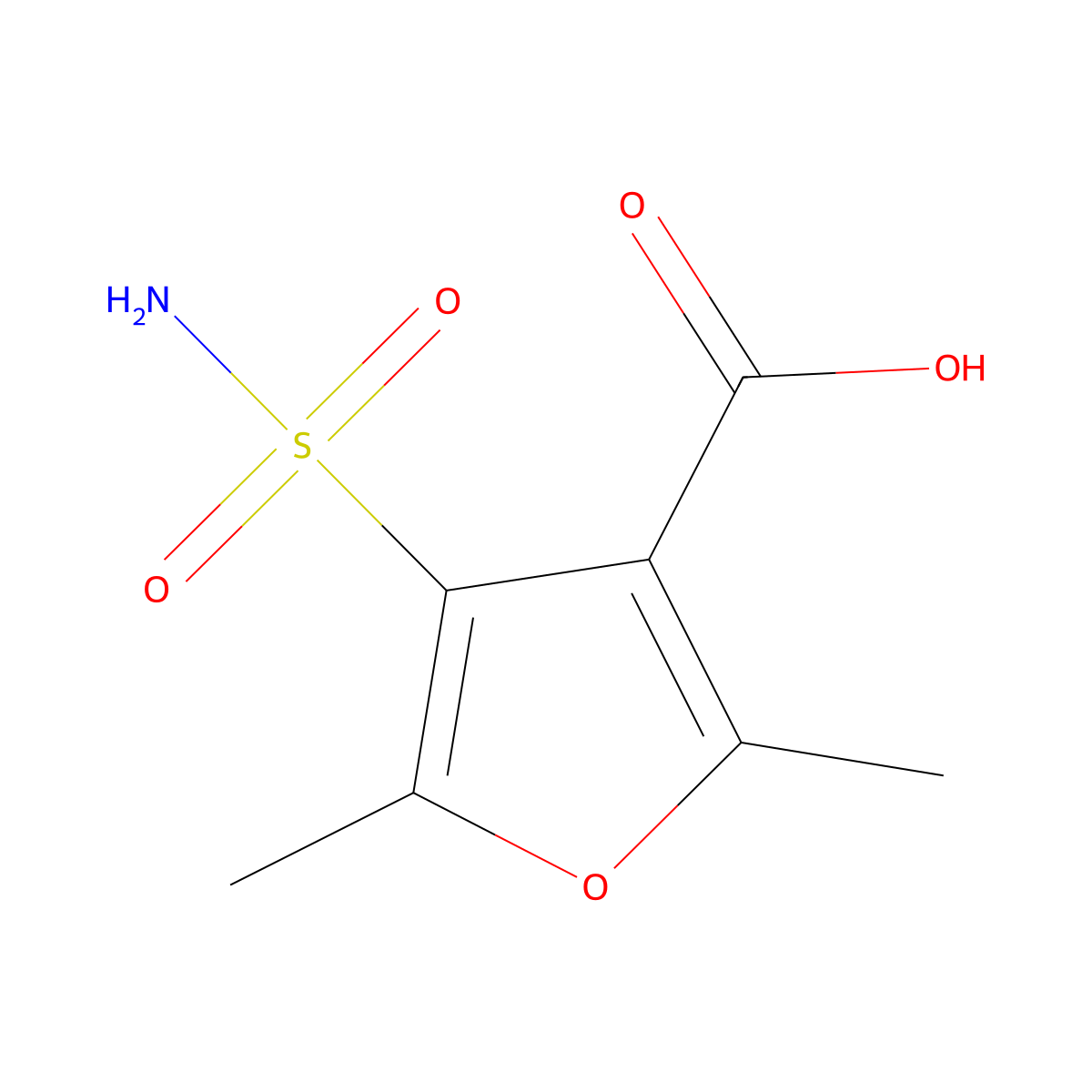 2,5-Dimethyl-4-sulfamoylfuran-3-carboxylic acid molecular structure, CAS 1087784-71-1