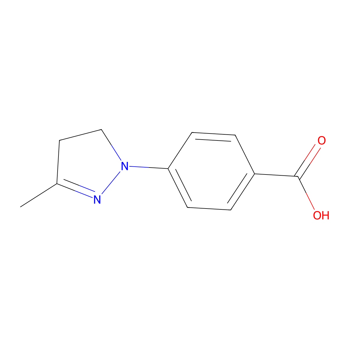 4-(3-methyl-4,5-dihydro-1H-pyrazol-1-yl)benzoic acid molecular structure, CAS 1087784-74-4