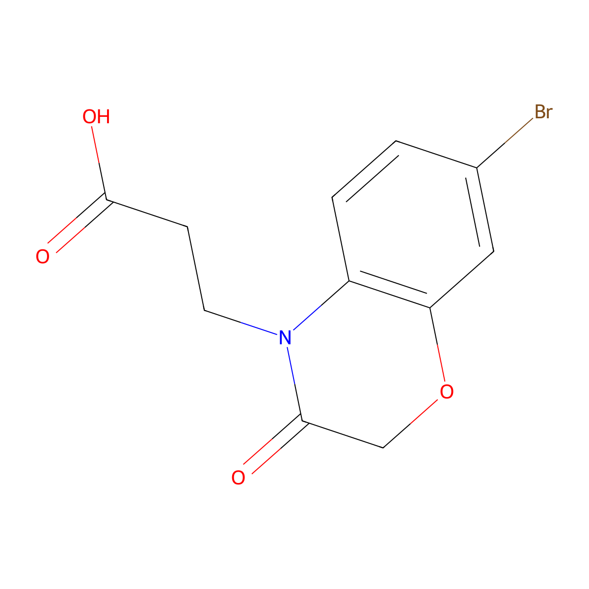 3-(7-bromo-3-oxo-3,4-dihydro-2H-1,4-benzoxazin-4-yl)propanoic acid molecular structure, CAS 1087784-75-5