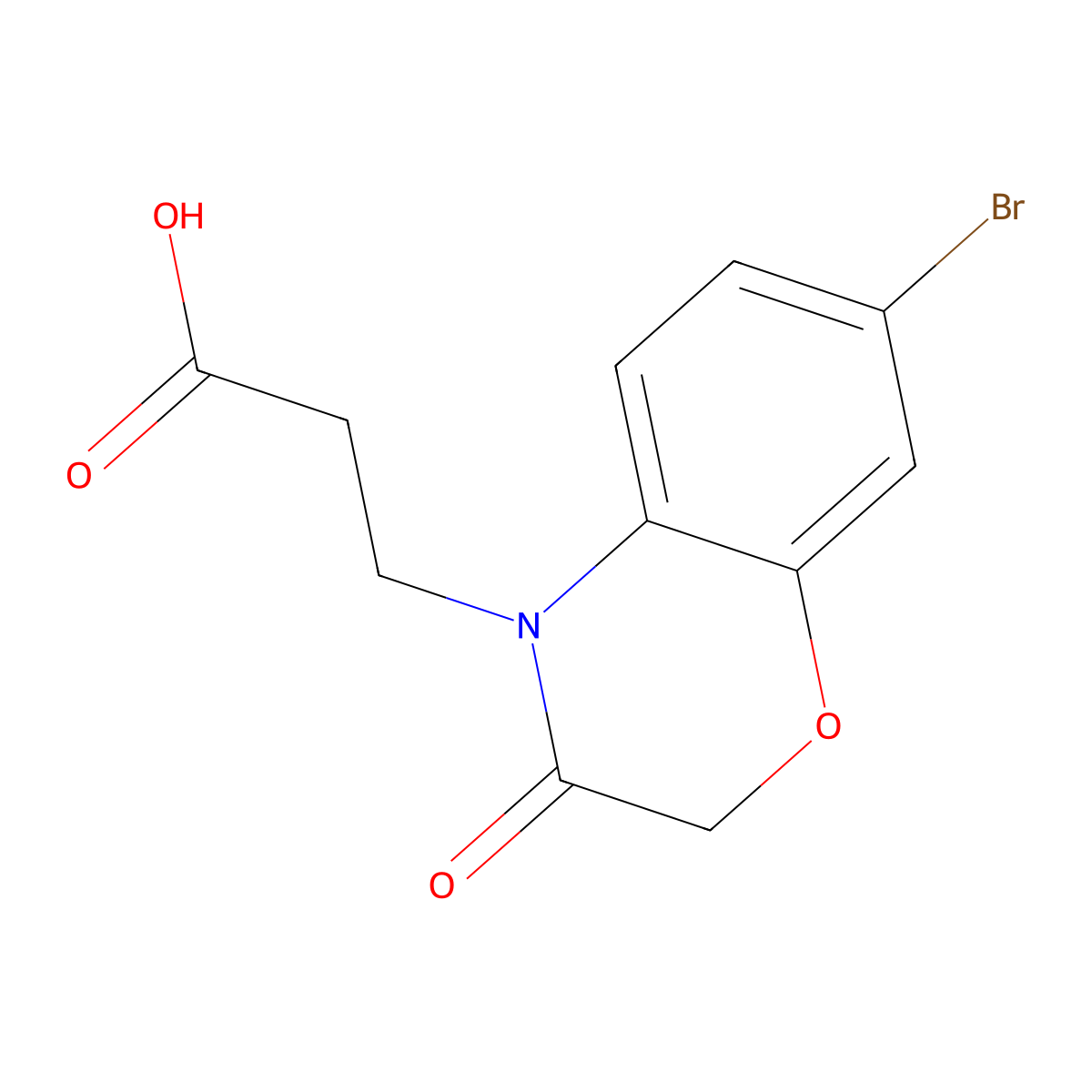 3-(7-bromo-3-oxo-3,4-dihydro-2H-1,4-benzoxazin-4-yl)propanoic acid molecular structure, CAS 1087784-75-5