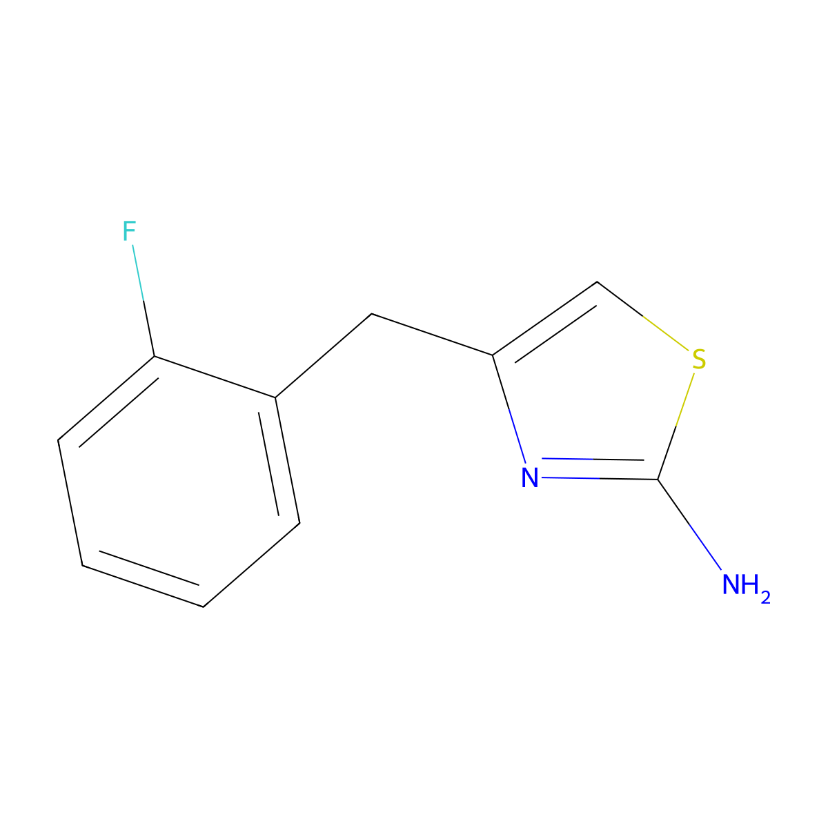 4-[(2-Fluorophenyl)methyl]-1,3-thiazol-2-amine molecular structure, CAS 1087784-76-6