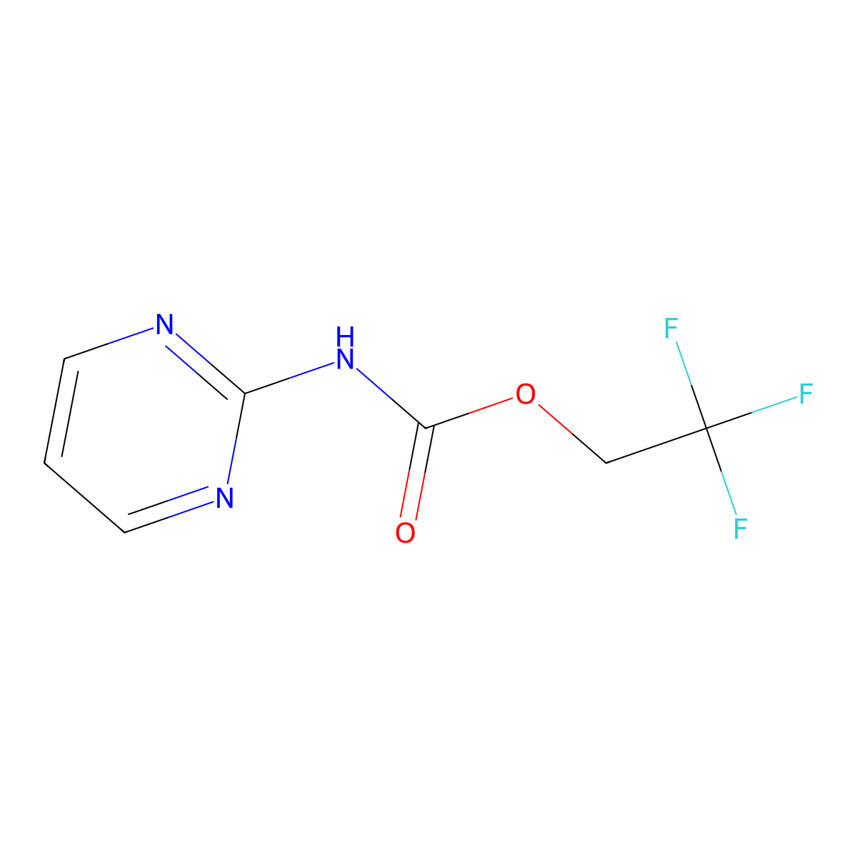 2,2,2-trifluoroethyl N-(pyrimidin-2-yl)carbamate molecular structure, CAS 1087788-55-3