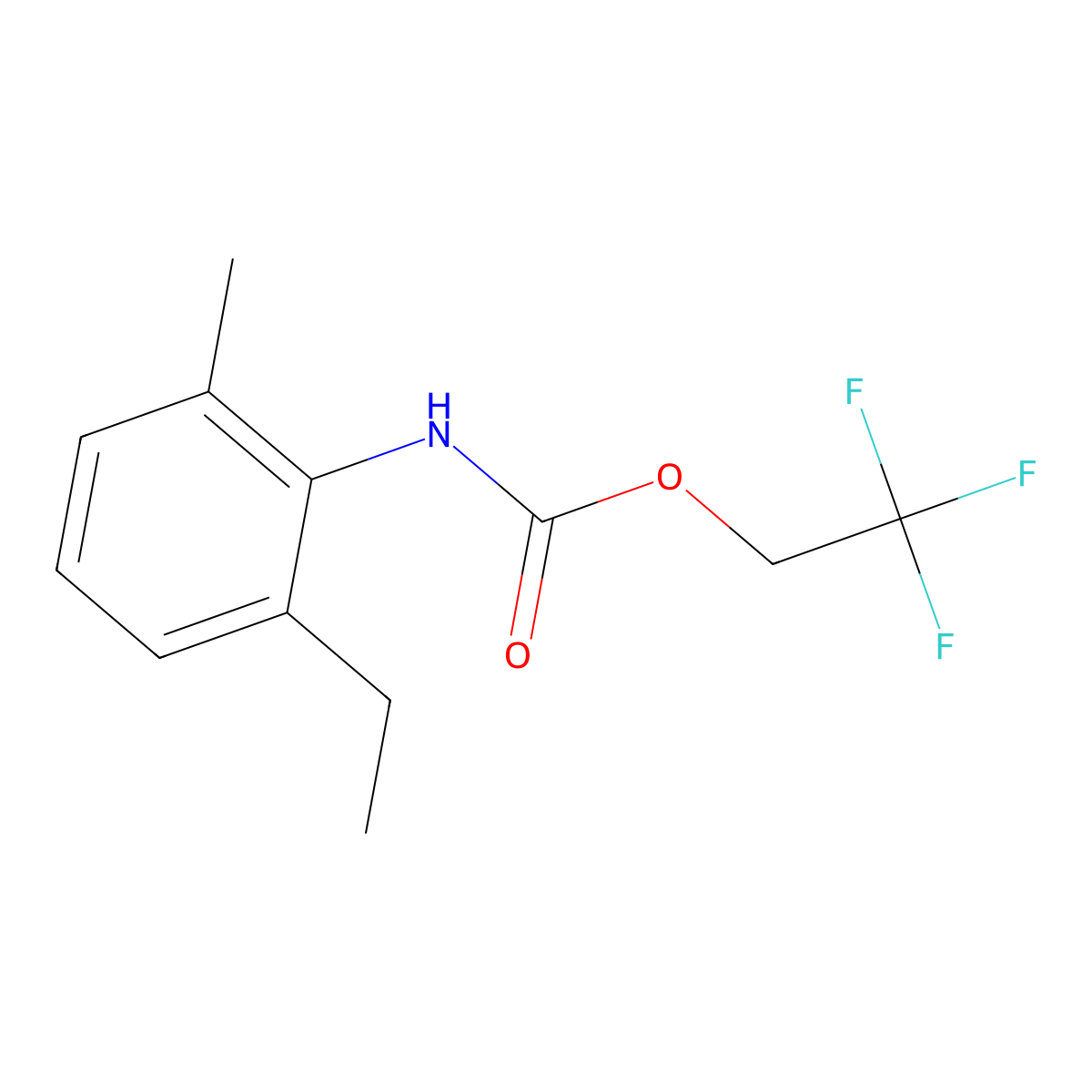 2,2,2-trifluoroethyl N-(2-ethyl-6-methylphenyl)carbamate molecular structure, CAS 1087788-62-2
