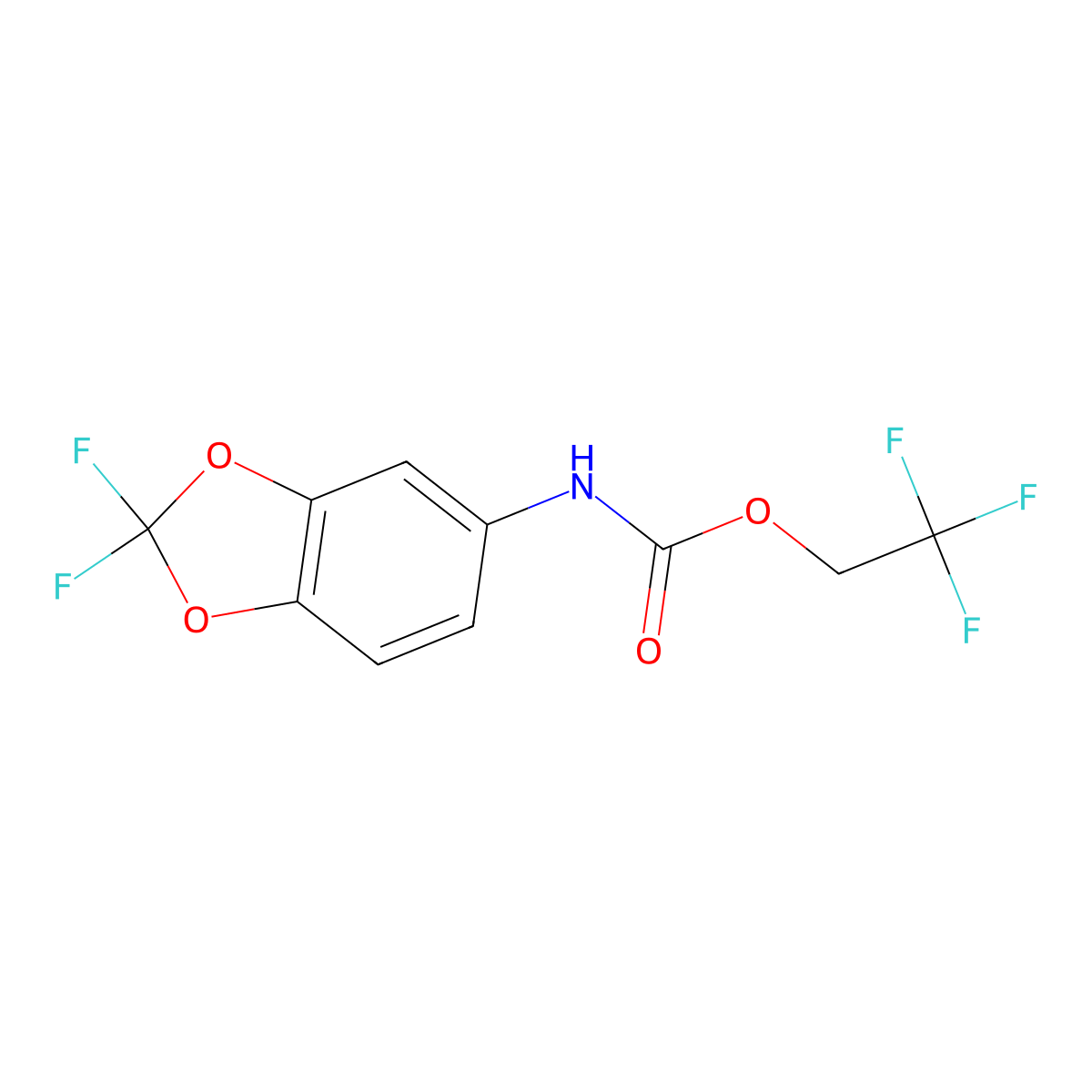2,2,2-Trifluoroethyl 2,2-difluoro-1,3-benzodioxol-5-ylcarbamate molecular structure, CAS 1087788-78-0