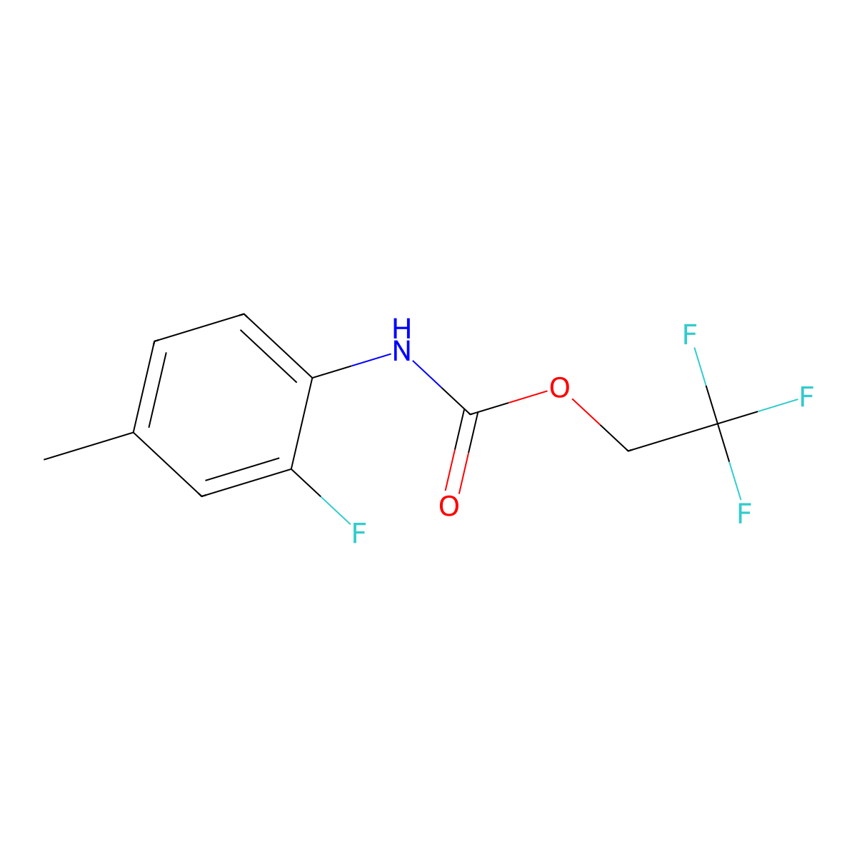 2,2,2-trifluoroethyl N-(2-fluoro-4-methylphenyl)carbamate molecular structure, CAS 1087788-97-3