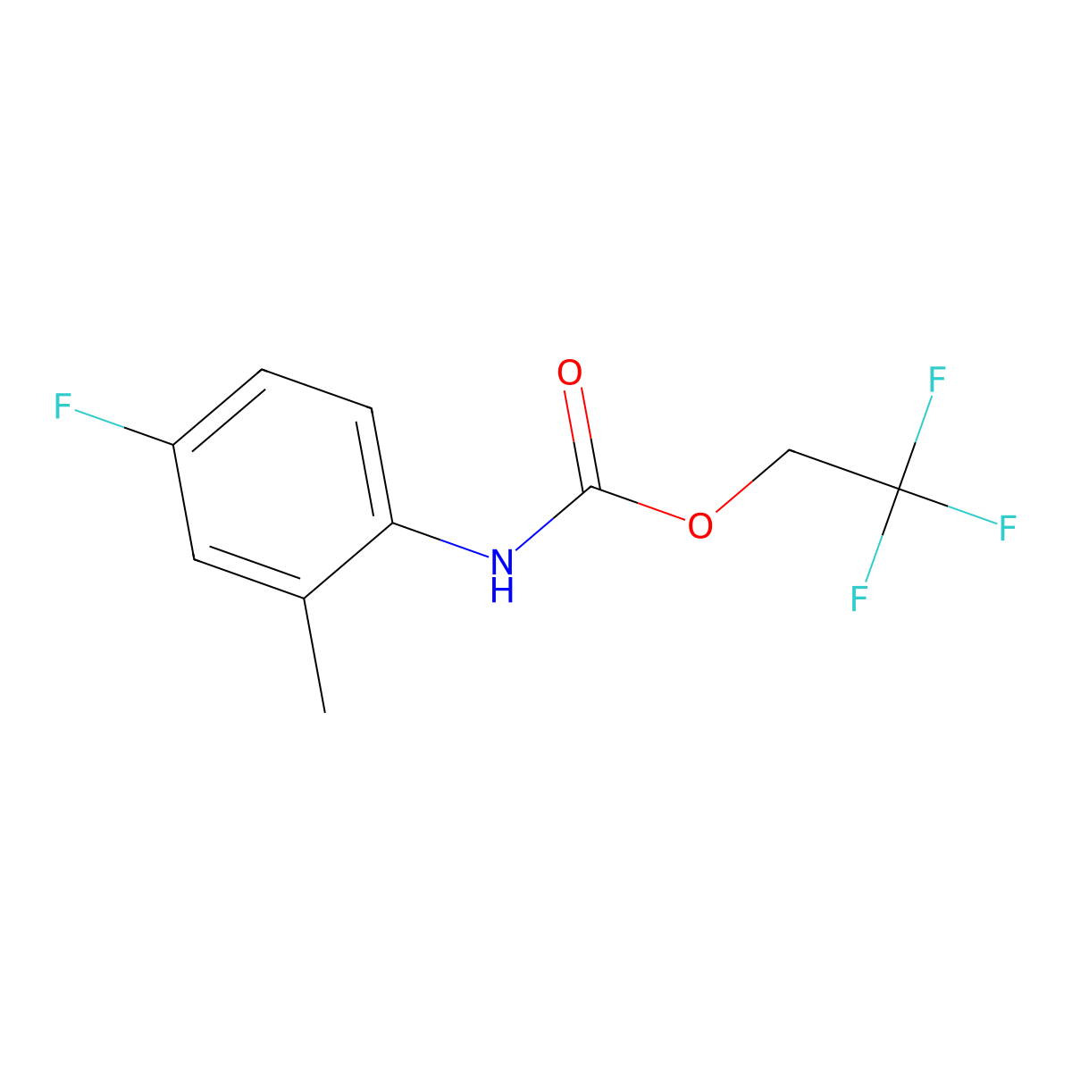 2,2,2-trifluoroethyl N-(4-fluoro-2-methylphenyl)carbamate molecular structure, CAS 1087788-98-4