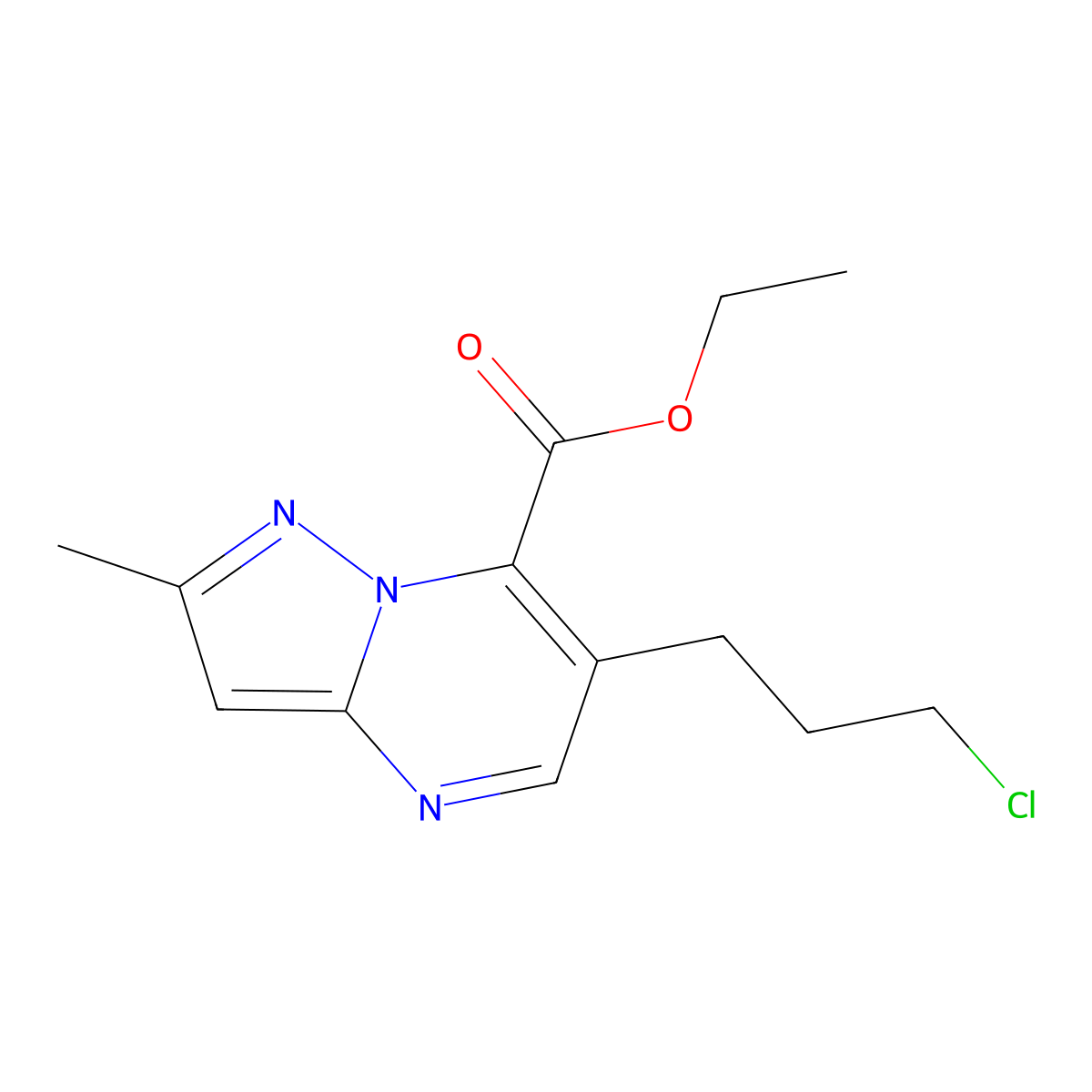 Ethyl 6-(3-chloropropyl)-2-methylpyrazolo[1,5-a]pyrimidine-7-carboxylate molecular structure, CAS 1087789-07-8