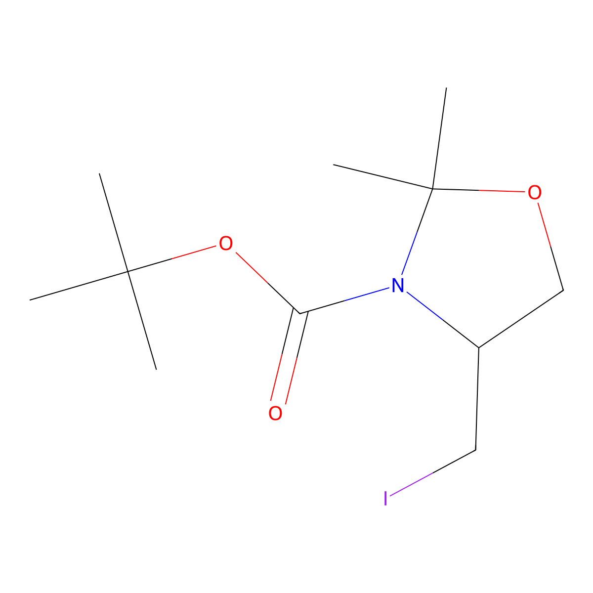 Tert-butyl 4-(iodomethyl)-2,2-dimethyl-1,3-oxazolidine-3-carboxylate molecular structure, CAS 1087789-13-6