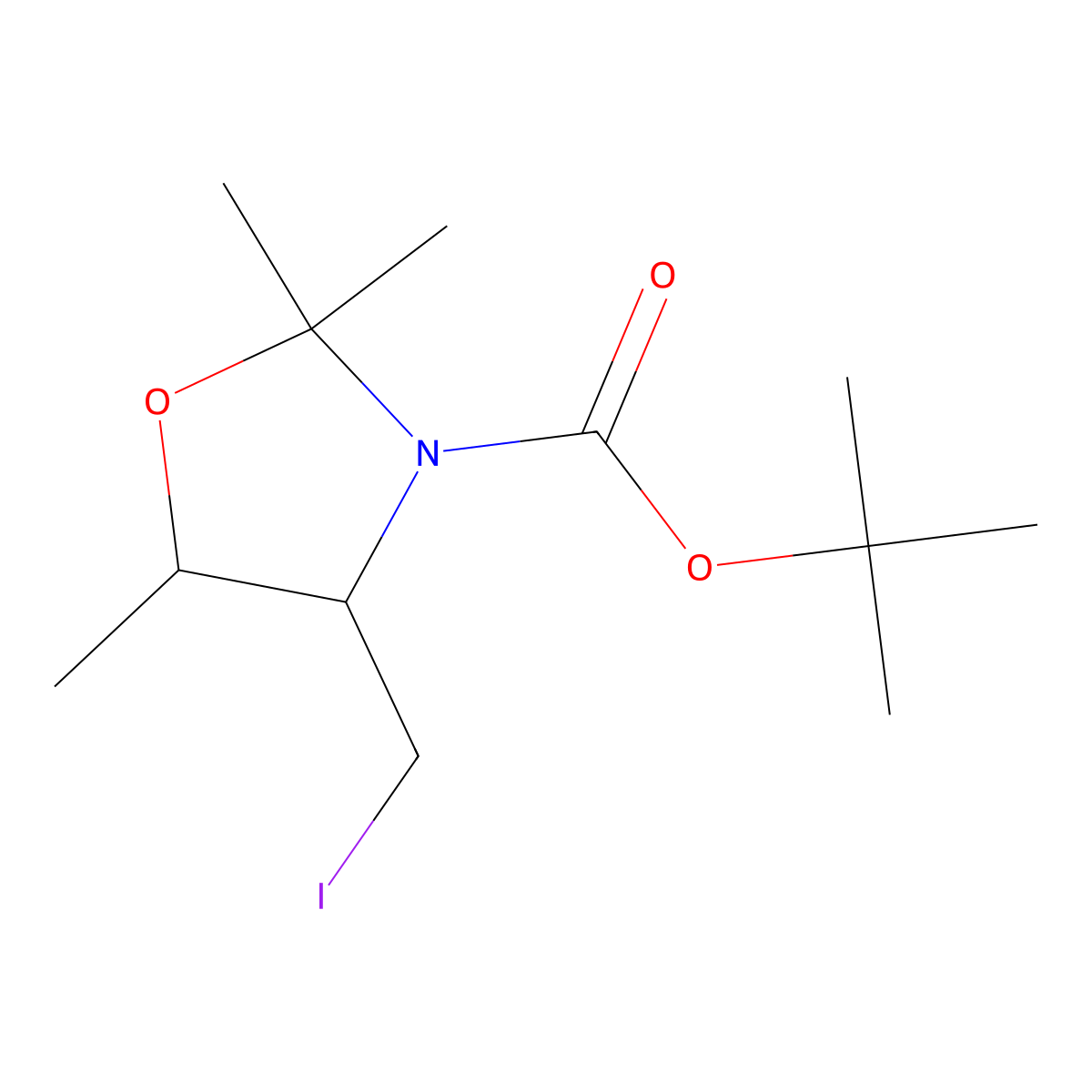 Tert-butyl 4-(iodomethyl)-2,2,5-trimethyl-1,3-oxazolidine-3-carboxylate molecular structure, CAS 1087789-14-7