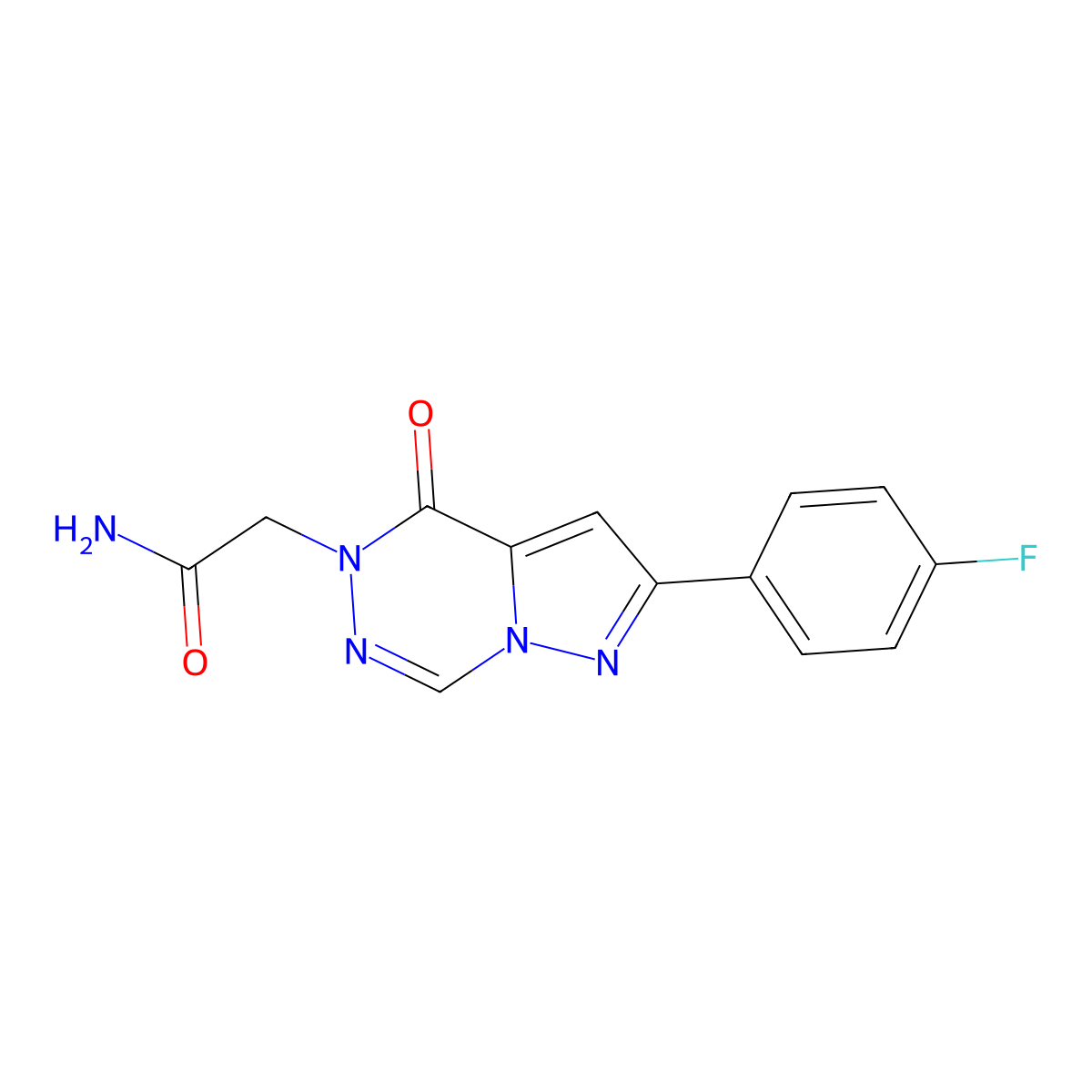 2-(8-(4-Fluorophenyl)-(oxo)pyrazolo[1,5-d][1,2,4]triazin-1-yl)acetamide molecular structure, CAS 1087790-55-3