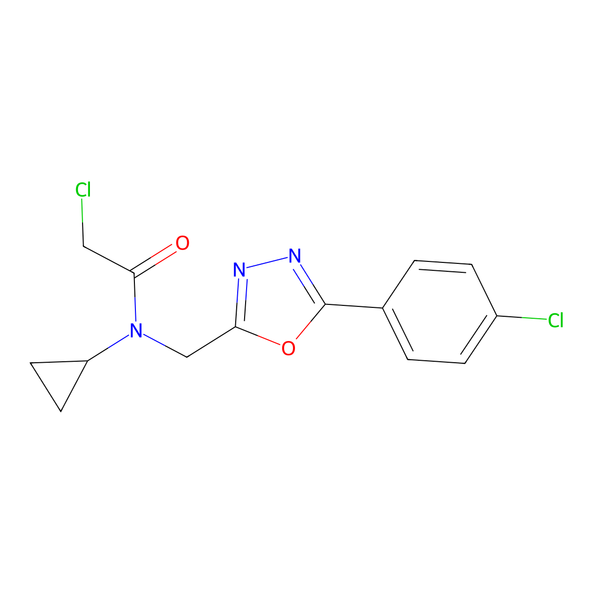 2-chloro-N-{[5-(4-chlorophenyl)-1,3,4-oxadiazol-2-yl]methyl}-N-cyclopropylacetamide molecular structure, CAS 1087791-94-3