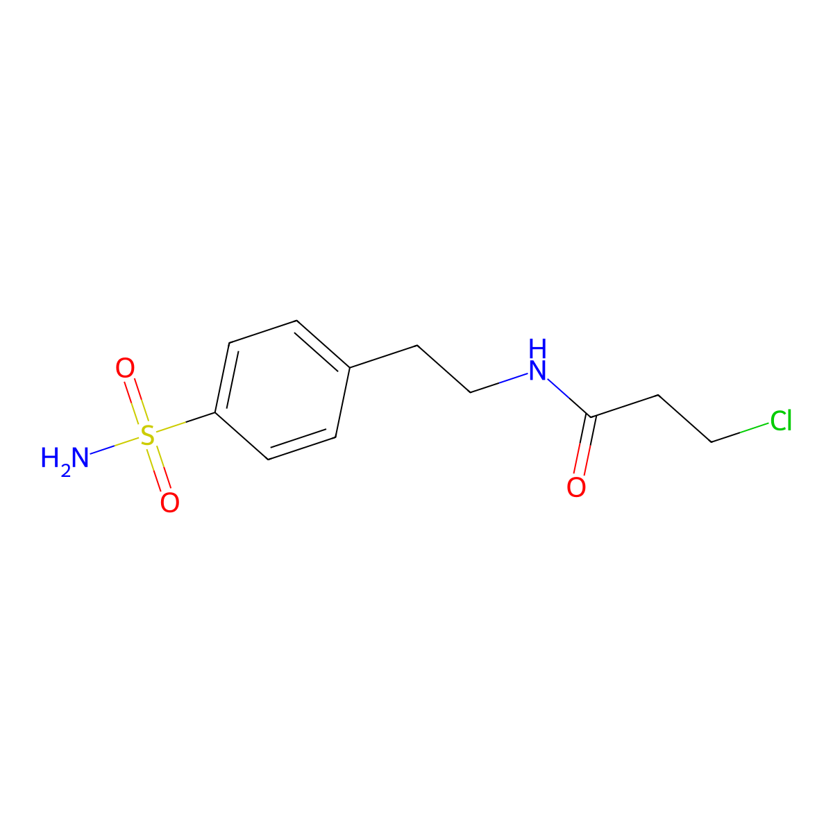 3-chloro-N-[2-(4-sulfamoylphenyl)ethyl]propanamide molecular structure, CAS 1087791-96-5
