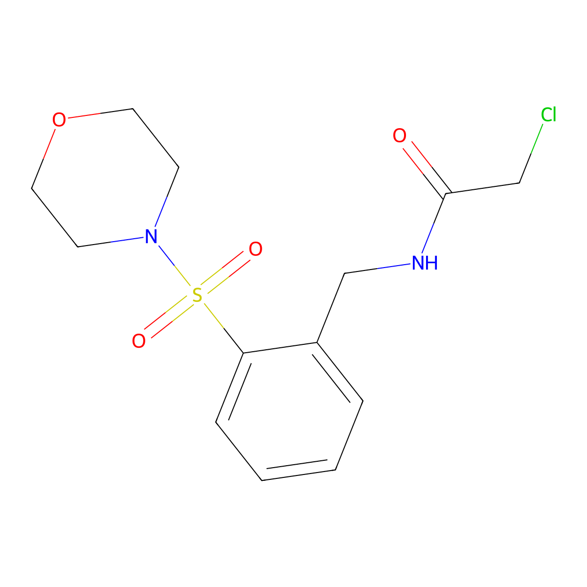 2-chloro-N-{[2-(morpholine-4-sulfonyl)phenyl]methyl}acetamide molecular structure, CAS 1087791-99-8