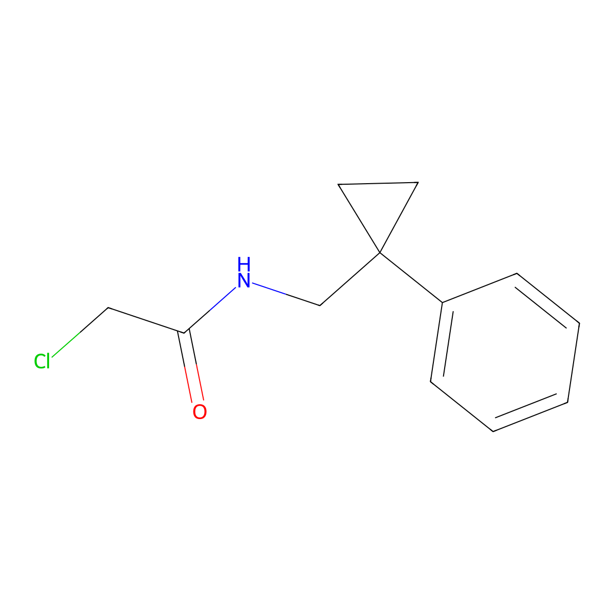 2-chloro-N-[(1-phenylcyclopropyl)methyl]acetamide molecular structure, CAS 1087792-01-5