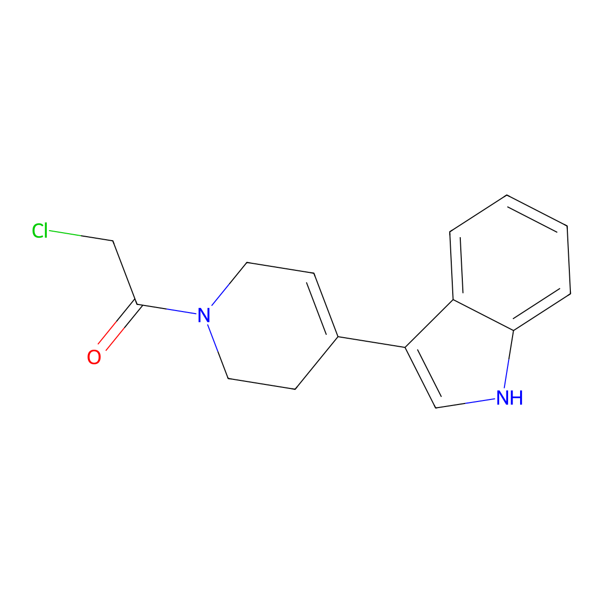 2-chloro-1-(4-(1H-indol-3-yl)-1,2,3,6-tetrahydropyridin-1-yl)ethan-1-one molecular structure, CAS 1087792-03-7