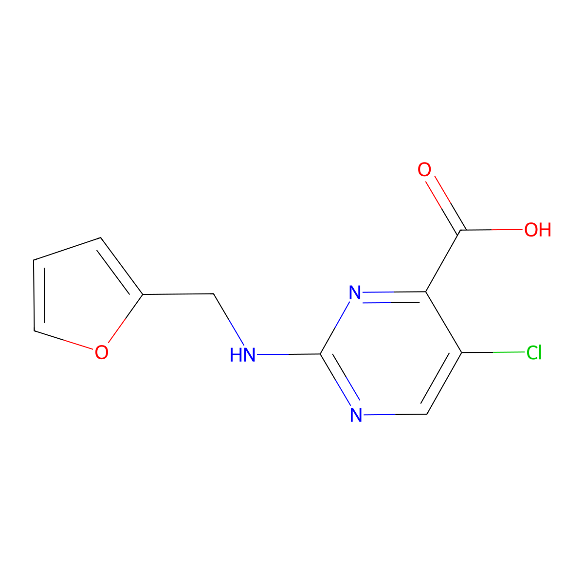 5-Chloro-2-{[(furan-2-yl)methyl]amino}pyrimidine-4-carboxylic acid molecular structure, CAS 1087792-09-3