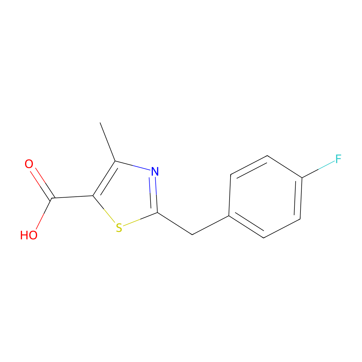 2-((4-Fluorophenyl)methyl)-4-methyl-1,3-thiazole-5-carboxylic acid molecular structure, CAS 1087792-10-6