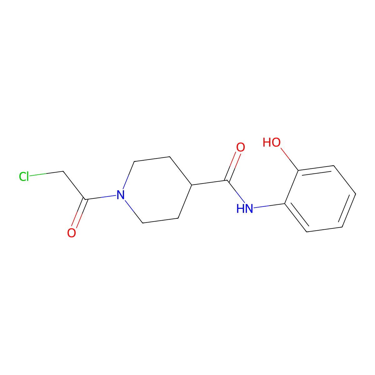 1-(2-chloroacetyl)-N-(2-hydroxyphenyl)piperidine-4-carboxamide molecular structure, CAS 1087792-13-9