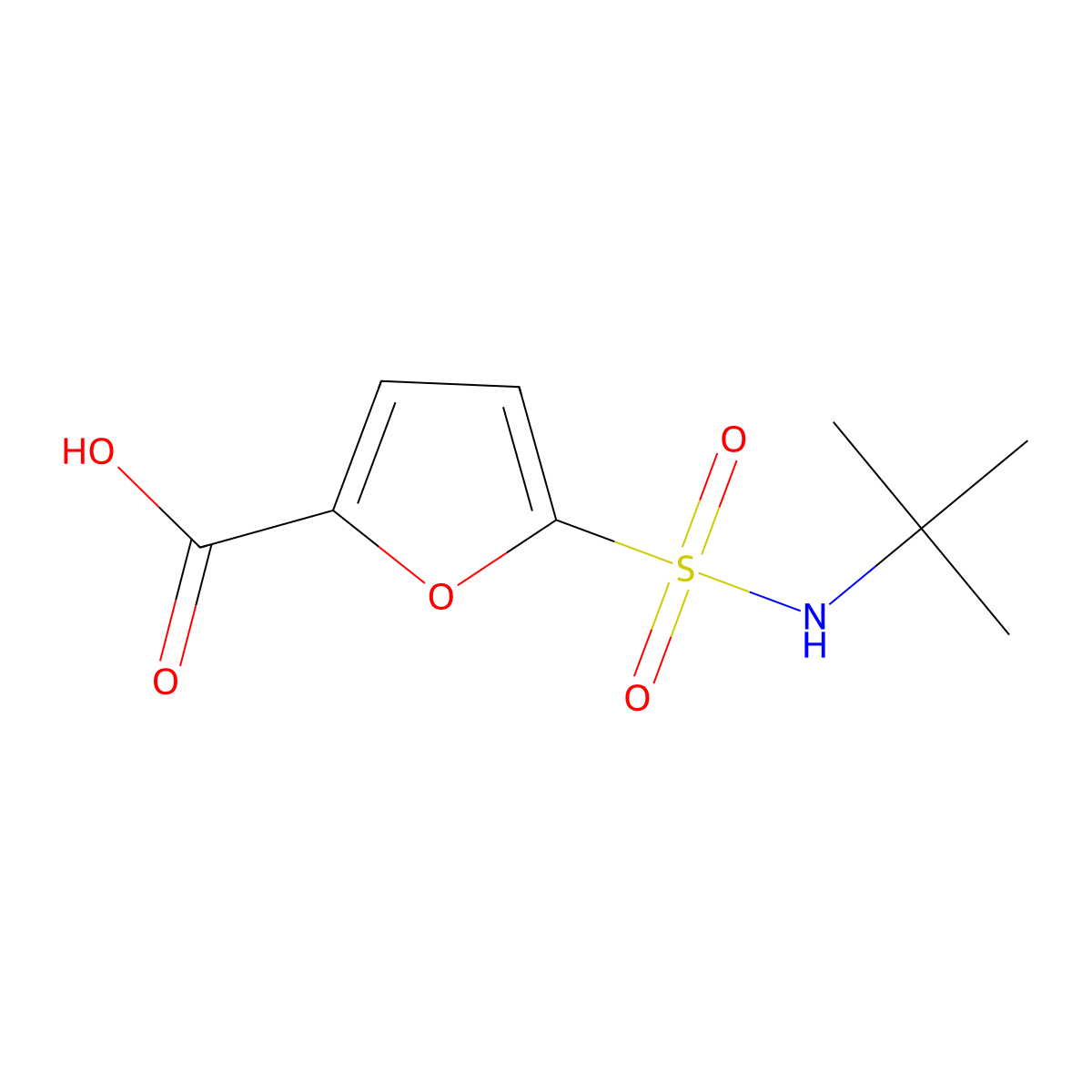 5-(Tert-butylsulfamoyl)furan-2-carboxylic acid molecular structure, CAS 1087792-16-2